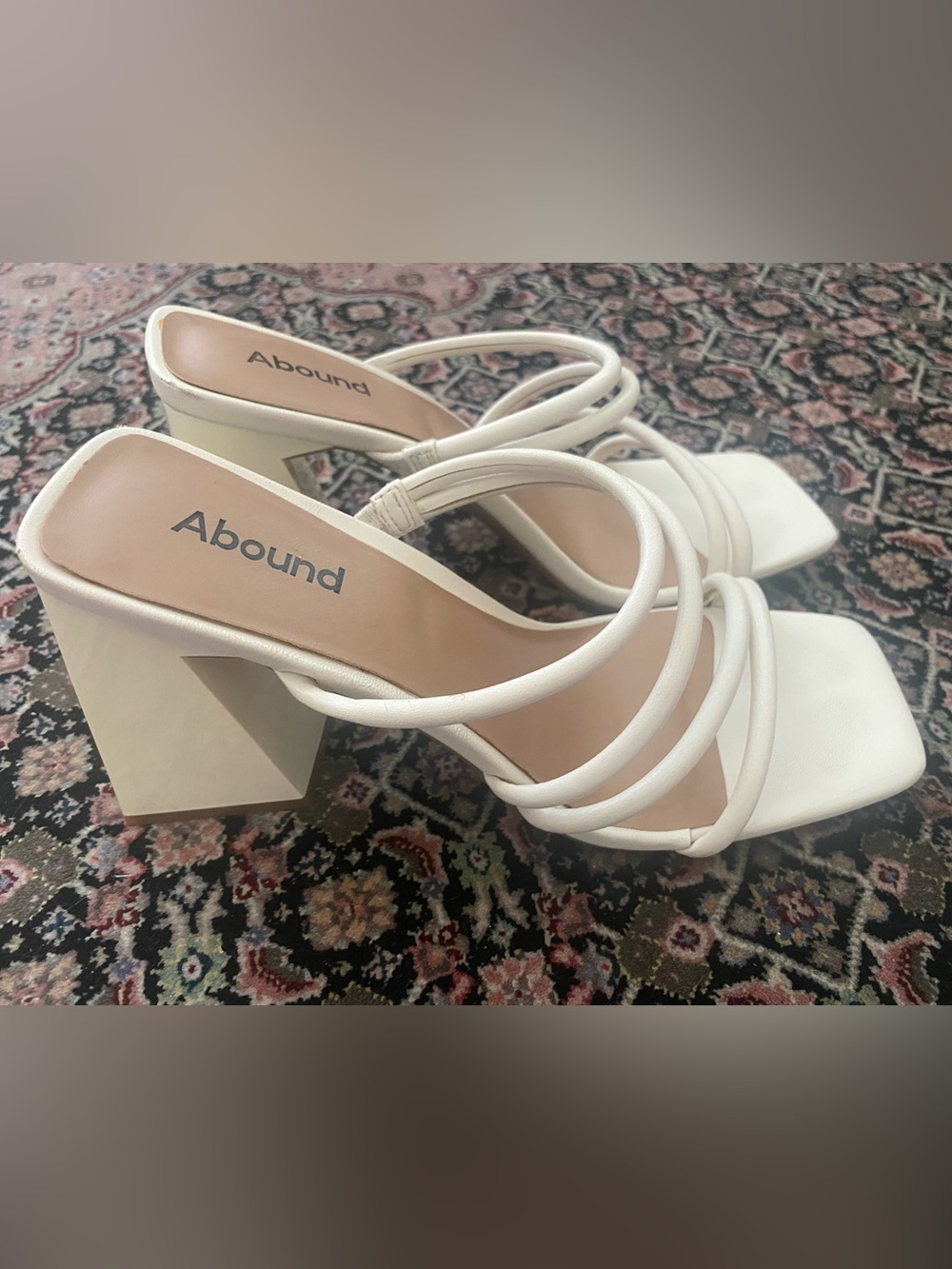 Abound White Square-Toe Slide Heels
